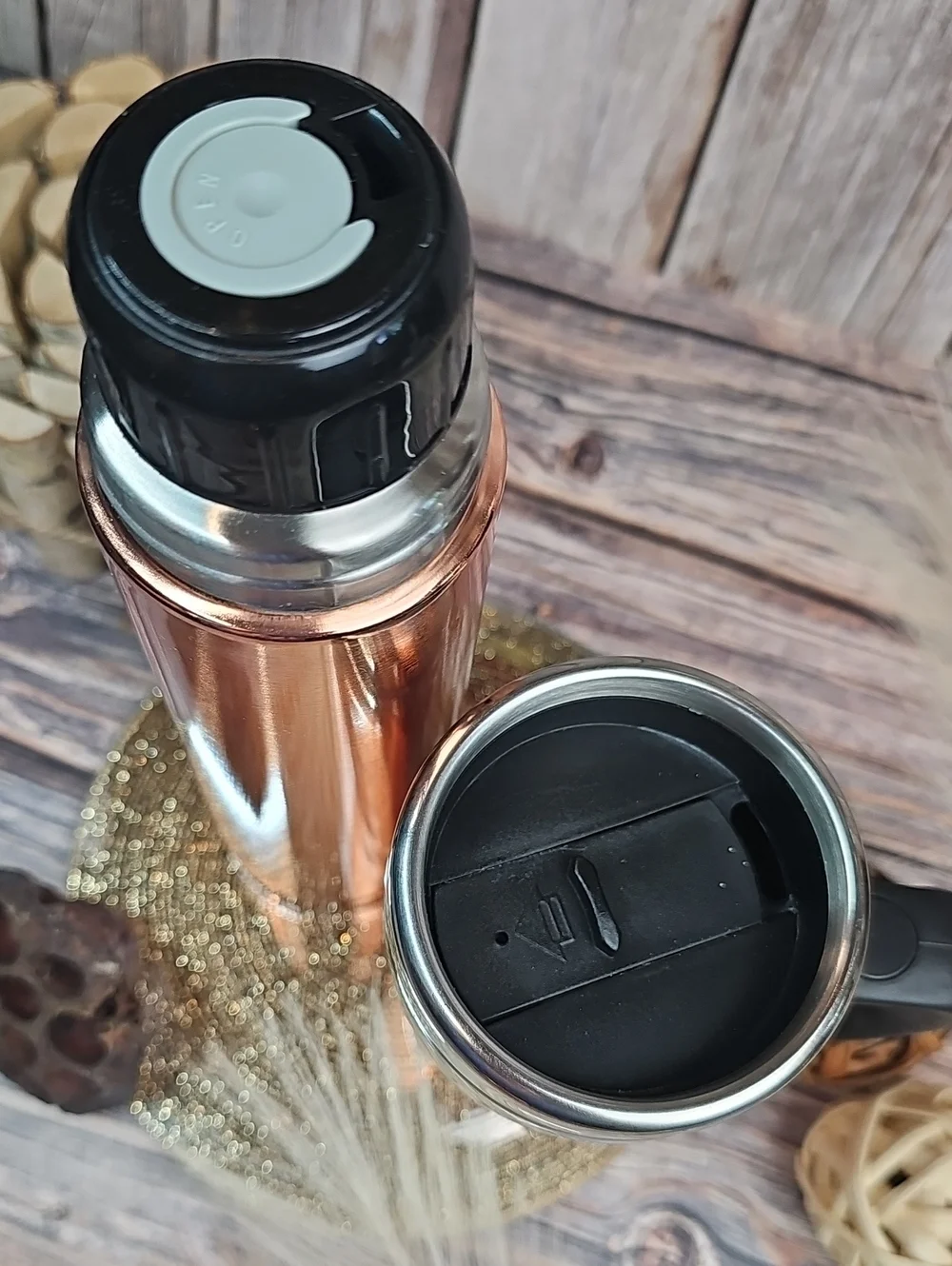 NEW VINTAGE BRANDED THE COFFEE PEOPLE PORTLAND TUMBLER & THERMOS SET